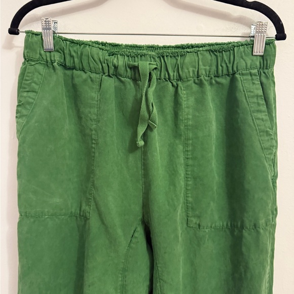 🌿 Zara Linen Blend Slouchy Pants Green Elastic Waist Size L 🌿 - Picture 5 of 13